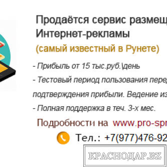 Продам сервис размещения интернет-рекламы с прибылью 15т.руб\день.