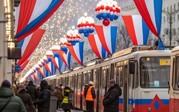 Москва встречает День народного единства с праздничным оформлением транспорта и бесплатной парковкой