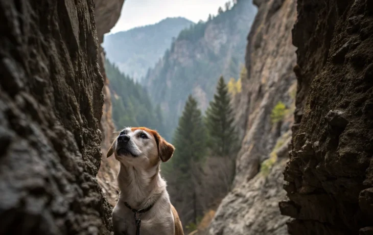 Спасатели вытащили собаку из горной расщелины в Краснодарском крае