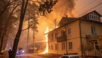 Масштабный пожар в Сочи: огонь охватил несколько домов в посёлке Дагомыс