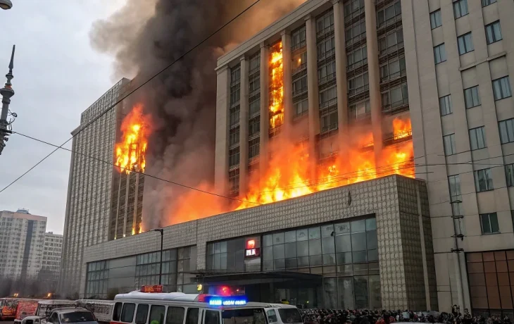 Крупный пожар в бизнес-центре на Угрешской: пламя охватило несколько этажей