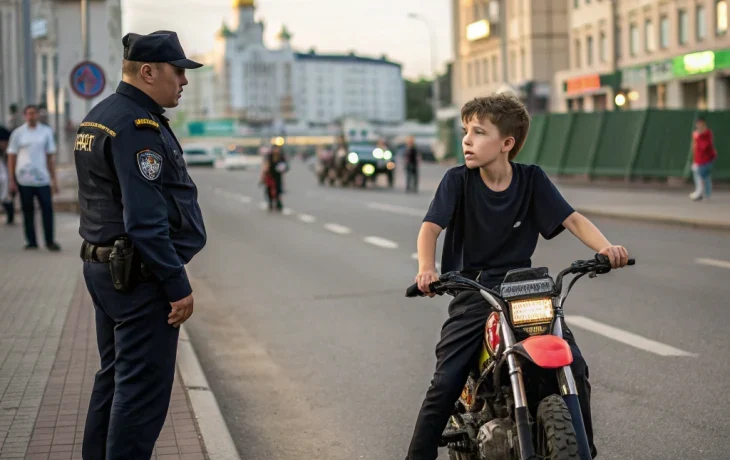 Несовершеннолетний без прав устроил опасную поездку на питбайке в Казани