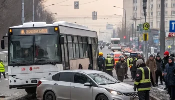 Серьезная авария в Москве: столкновение автобуса и легковушки привело к травмам пассажиров