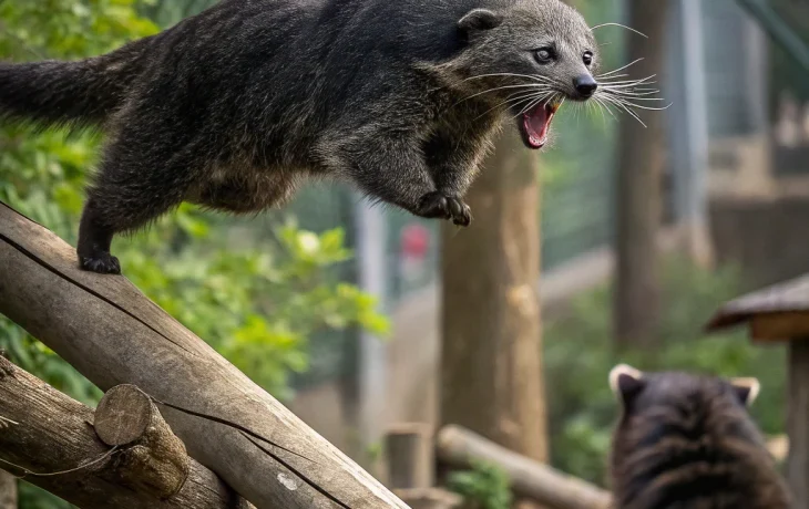 Бинтуронг из Ленинградского зоопарка стал интернет-сенсацией