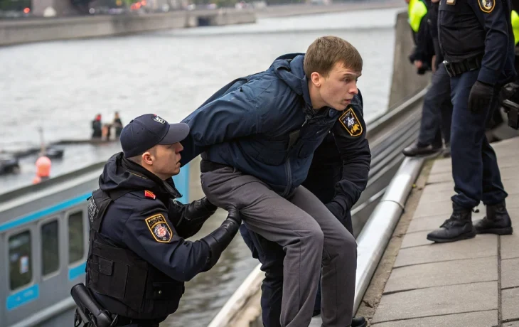 Опасный трюк в московском метро: молодой человек прыгнул в реку с поезда