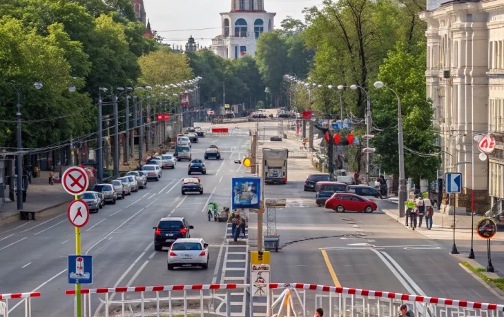 Временные изменения в движении в центре Краснодара из-за газификации мемориала