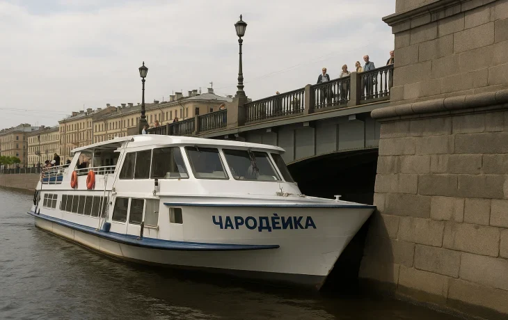 7 сентября 2023: Инцидент на воде в Санкт-Петербурге - теплоход «Чародейка» врезался в мост Белинского