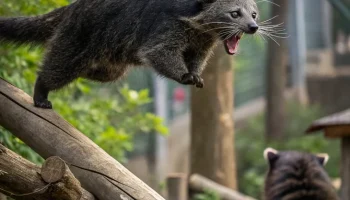 Бинтуронг из Ленинградского зоопарка стал интернет-сенсацией