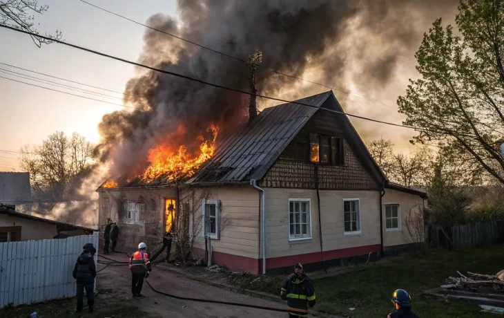 Пожар в частном доме в Горячем Ключе: оперативное тушение и отсутствие пострадавших