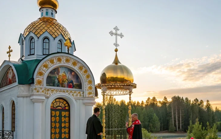 Освящение купола и креста для храма Иоакима и Анны в Красноярске