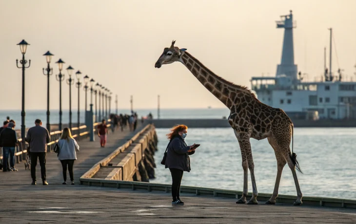 Загадочный жираф на набережной Анапы оказался без документов и вызвал волну обсуждений