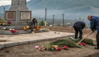Восстановление мемориала на горе Точильная в Хадыженске к 9 Мая