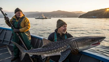 Рыбаки выловили акулу-катрана у берегов Новороссийска