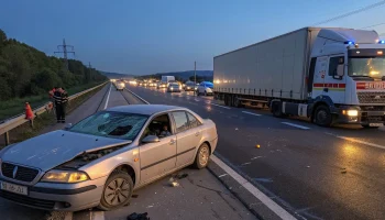 Фура и легковушка столкнулись: пробка растянулась на 6 км