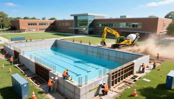 В Кореновске залили чаши нового бассейна у школы номер один