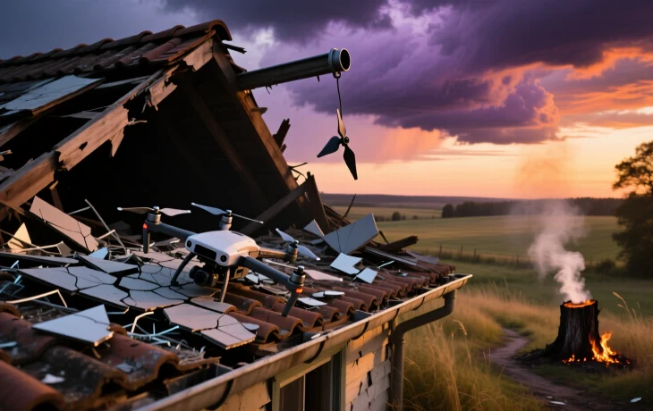 Обломки сбитого БПЛА повредили восемь домовладений в Калининском районе