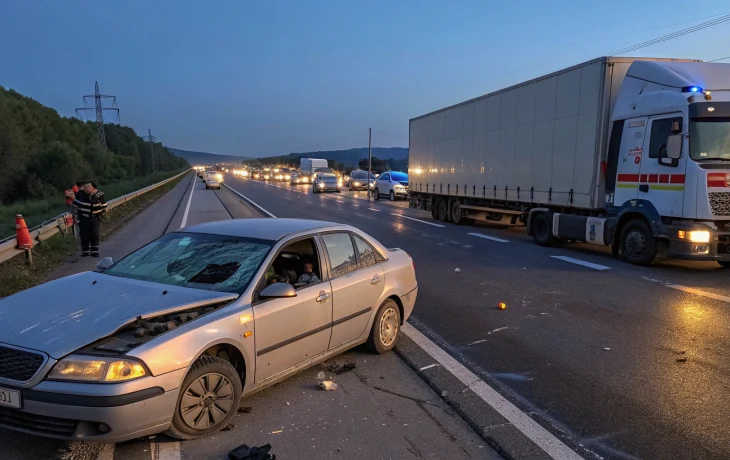 Фура и легковушка столкнулись: пробка растянулась на 6 км Фура и легковушка столкнулись: пробка растянулась на 6 км
