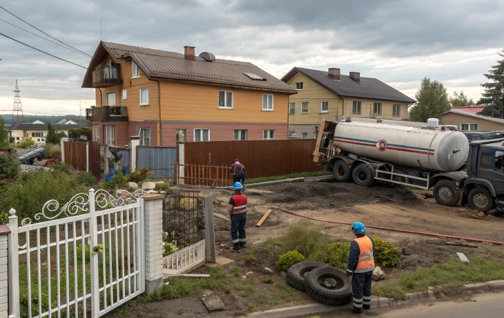 Автоцистерна врезалась во двор дома в Абинске