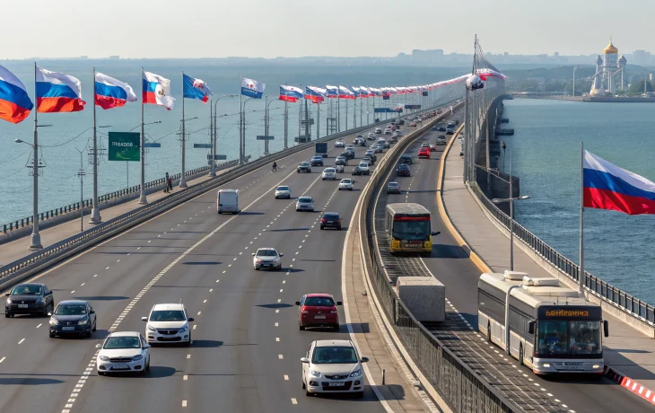 На подъездах к Крымскому мосту сохраняется стабильная дорожная ситуация