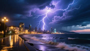 Молнию невероятной силы зафиксировали ночью в небе над Сочи