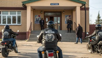 Члены мотоклуба Ночные Волки Усть-Лабинска приняли участие в выборах