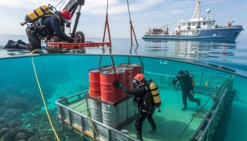 Более 330 мешков с мазутом подняли со дна Черного моря в Анапе