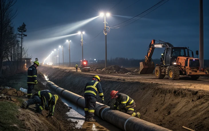 Восстановление водовода в селе Лермонтово под Туапсе идет круглосуточно Восстановление водовода в селе Лермонтово под Туапсе идет круглосуточно