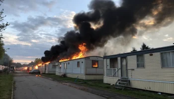 Крупный пожар охватил строительные вагончики в парке Сочи