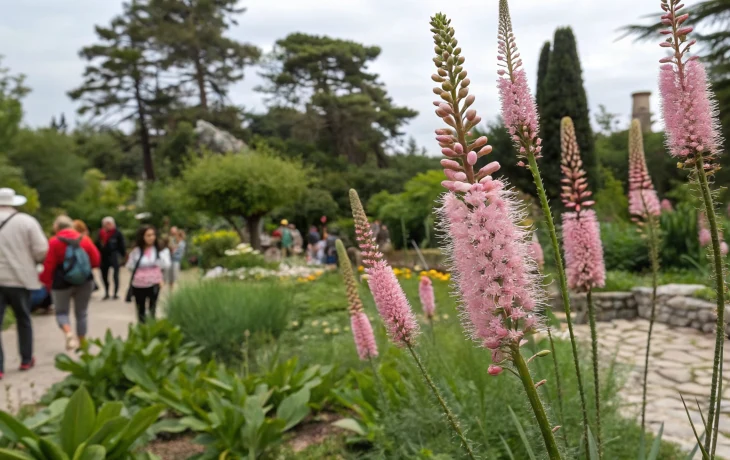 Розовый эремурус расцвел в Никитском саду