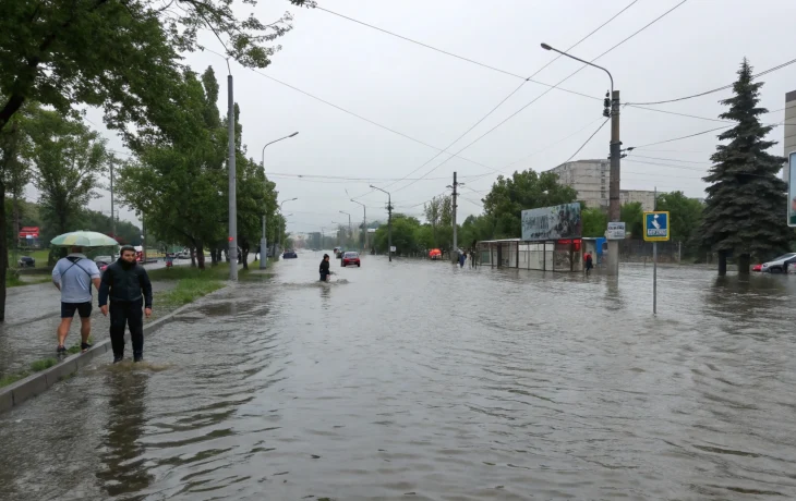 Ливень в Краснодаре: канализация затопила центр города Ливень в Краснодаре: канализация затопила центр города