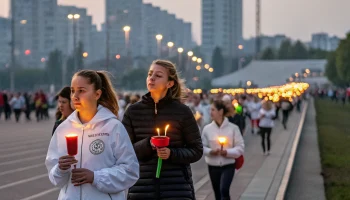 В Краснодаре прошла акция «Свеча памяти»: школьники передали огонь героям Поста № 1