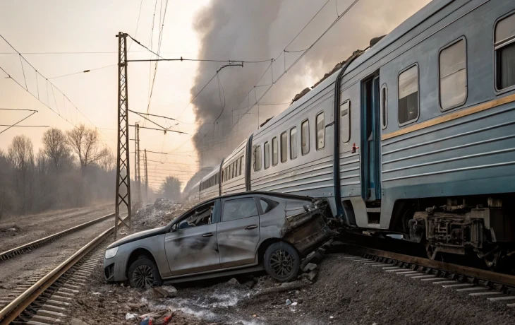 Поезд «Ласточка» сбил легковушку на переезде — водитель погиб на месте