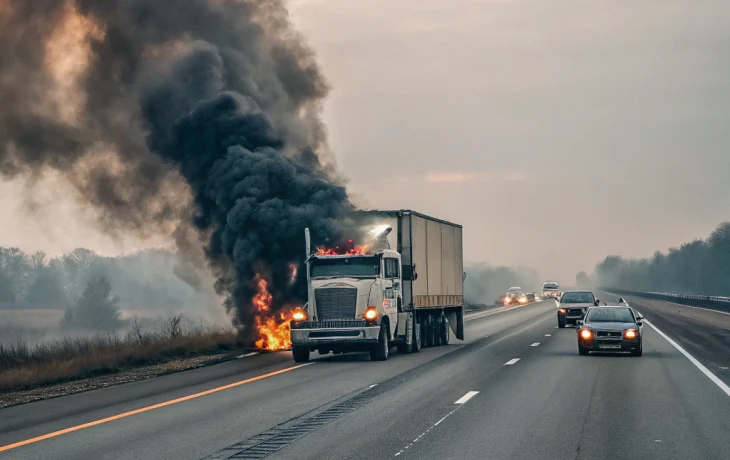 На трассе «Таврида» загорелся грузовик, движение к Керчи временно остановили