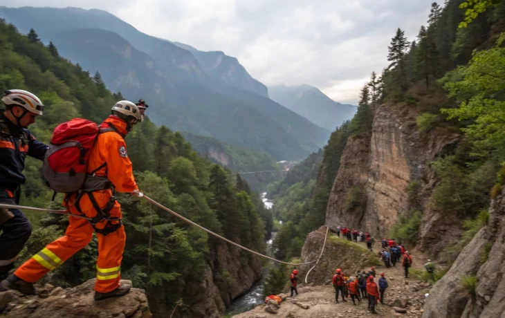 Спасатели Сочи эвакуировали туристов, упавших в каньон горы Иегош, после двухдневных поисков