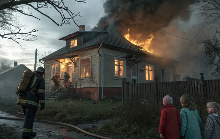 Автономный извещатель спас многодетную семью при ночном пожаре в Темрюкском районе Кубани