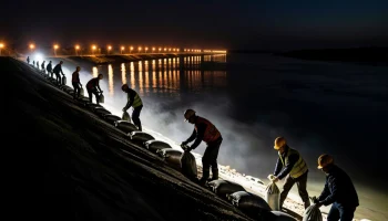 В Славянском районе с ночи продолжают укреплять дамбы на реке Кубани
