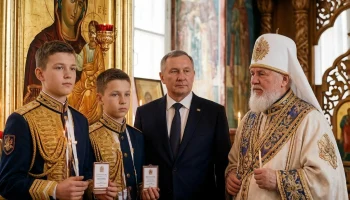 Первые 240 воспитанников казачьего кадетского корпуса в Динском районе приняли присягу в храме