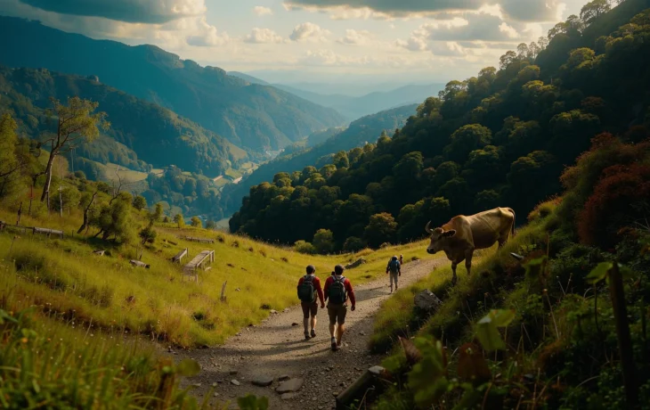 Туристы в Сочи чудом избежали падения с обрыва после атаки дикой коровы