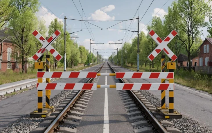 Железнодорожный переезд временно закрыт для безопасности Железнодорожный переезд временно закрыт для безопасности