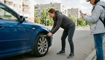 В Краснодаре женщина ножом пробила колесо чужой машины