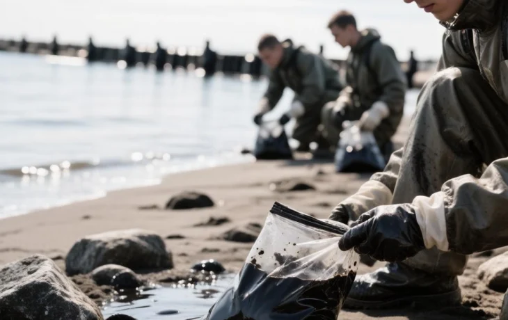 Оперштаб показал очистку берега Туапсе от нефти после атаки ВСУ