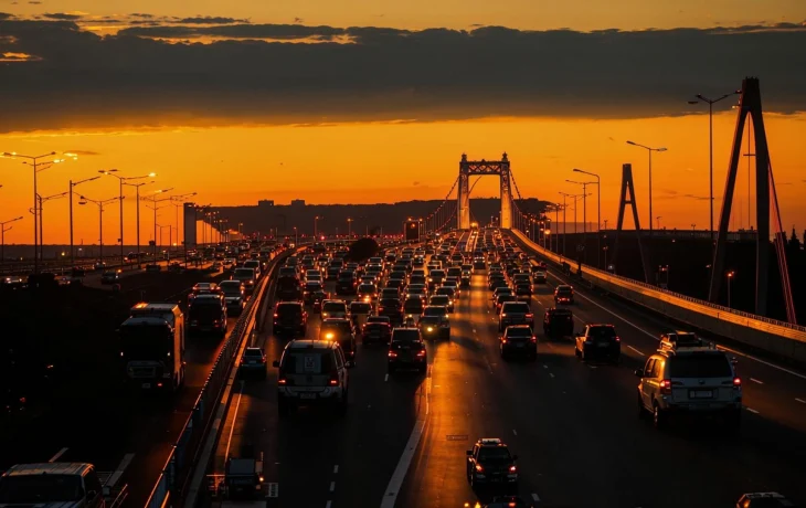 450 автомобилей скопилось в пробке перед Крымским мостом вечером 26 октября