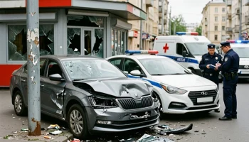 Водитель Skoda проехал на красный и протаранил павильон на Тургенева в Краснодаре Водитель Skoda проехал на красный и протаранил павильон на Тургенева в Краснодаре