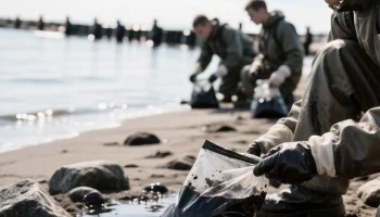 Оперштаб показал очистку берега Туапсе от нефти после атаки ВСУ