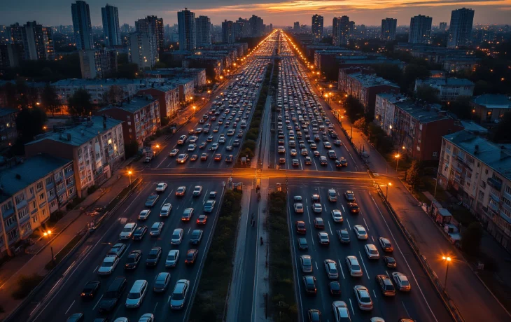 Девятибалльные пробки парализовали улицы Краснодара вечером 26 сентября