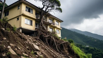 В Адлере многоэтажный дом на улице Петрозаводской находится под угрозой из-за оползня