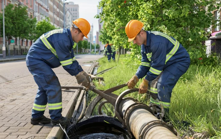 Коммунальщики устраняют аварию на магистральном водопроводе в Новороссийске