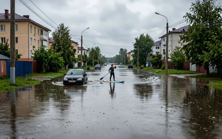 Краснодар накрыли новые ливни 13 июня, вызвав подтопления в Музыкальном микрорайоне