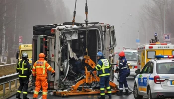 Пассажирку зажало в кабине опрокинувшегося грузовика в Сочи