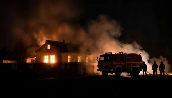Ночной пожар в частном доме в Ейске тушили более часа